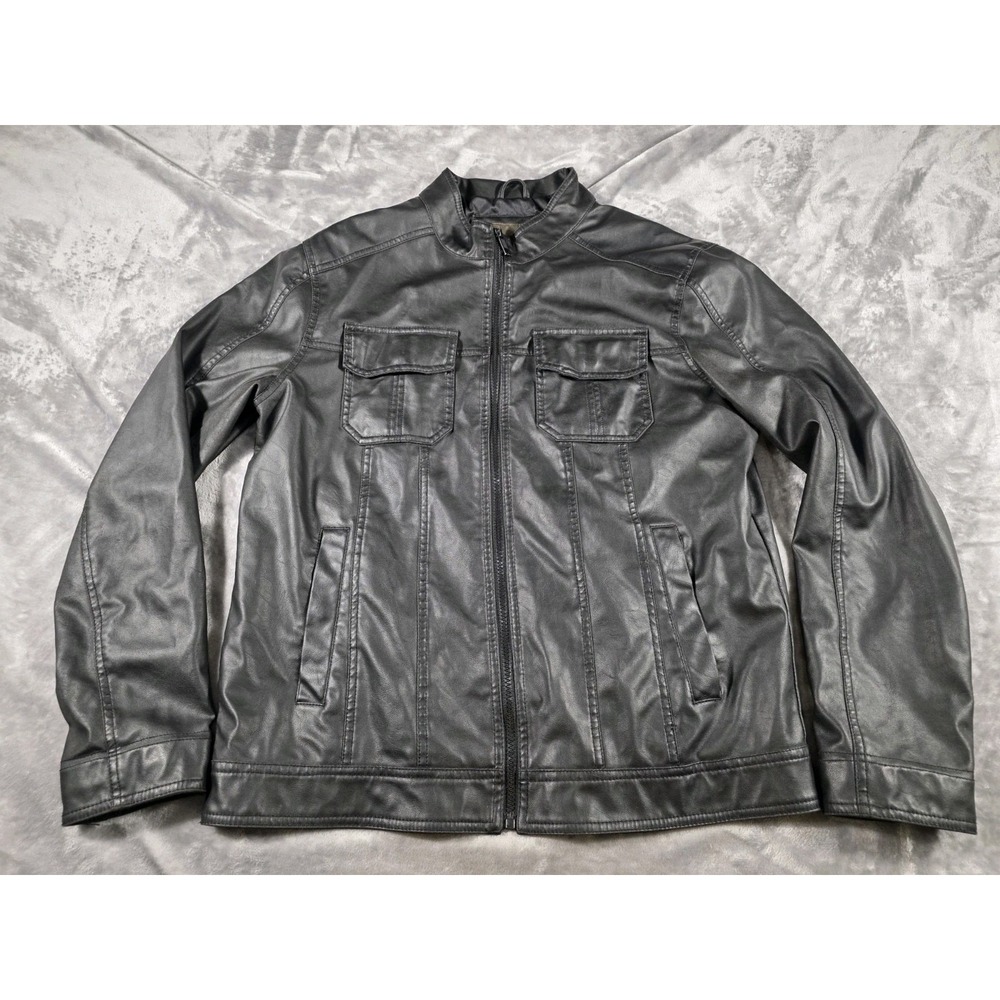 Excelled Vintage Men's Moto Jacket Size‎ Medium Black Faux Leather